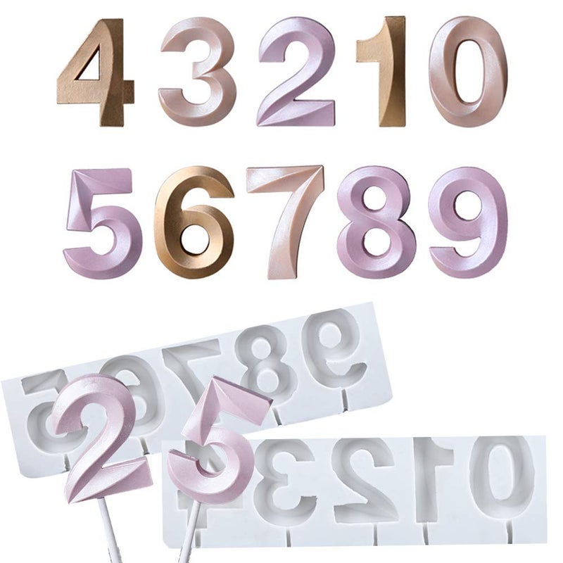 QELEG Fondant 0-9 Number Mold Silicone Letter Mold Candy Making Alphabet Fondant Molds for Birthday Decoration - Image 1